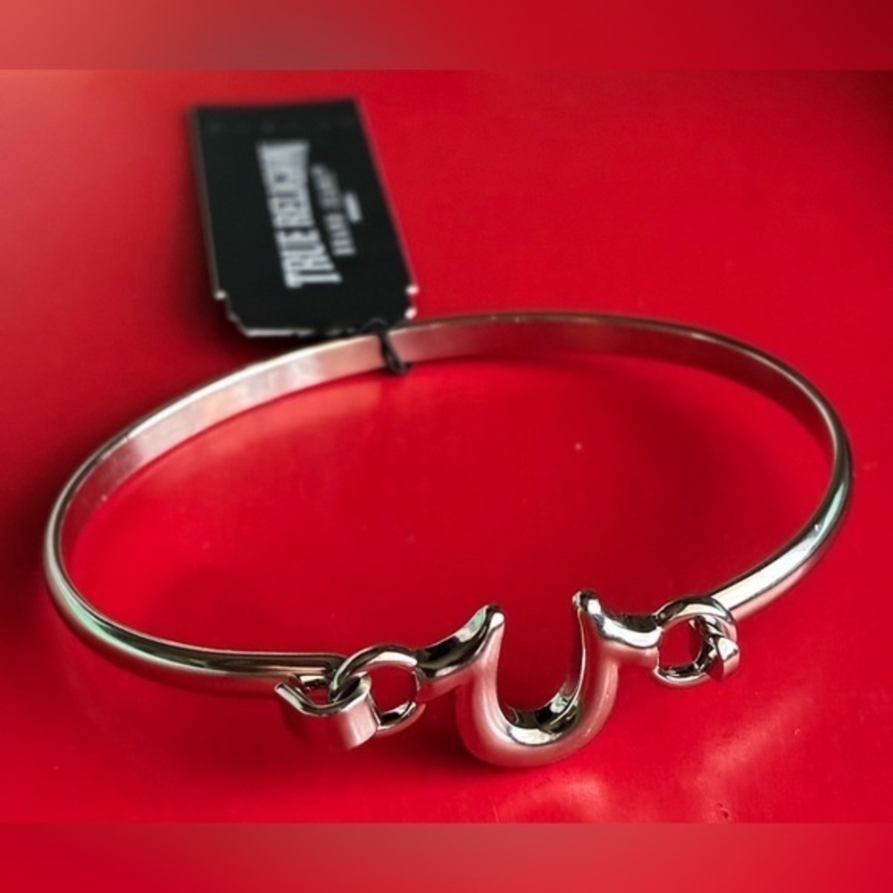 True Religion Silver Bracelet with Sparkling Clasp